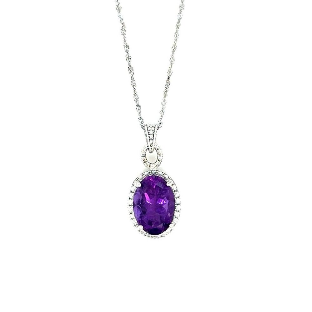 Silver‎ 925 Amethyst/Cz Necklace